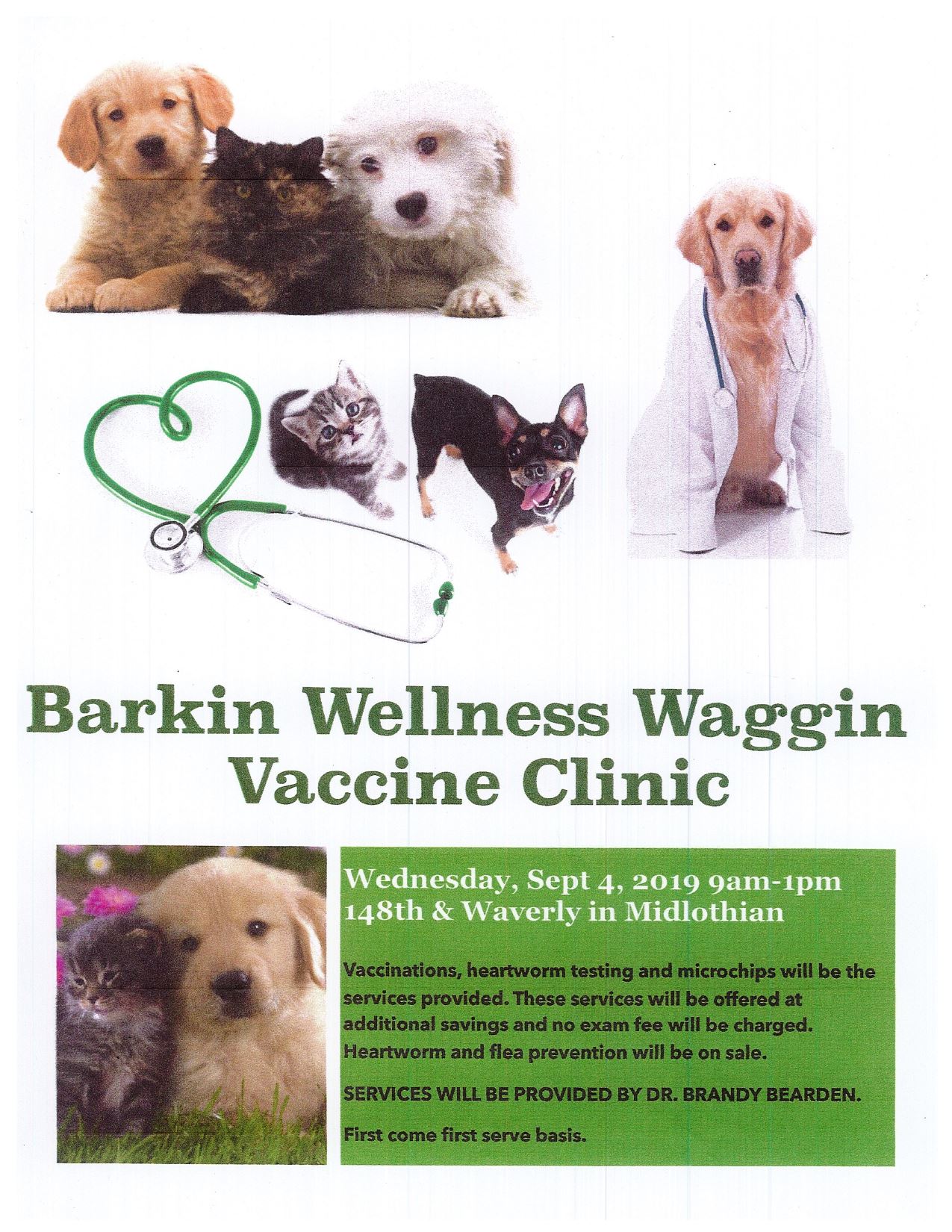 Barkin Wellness Waggin Vaccine Clinic Flyer