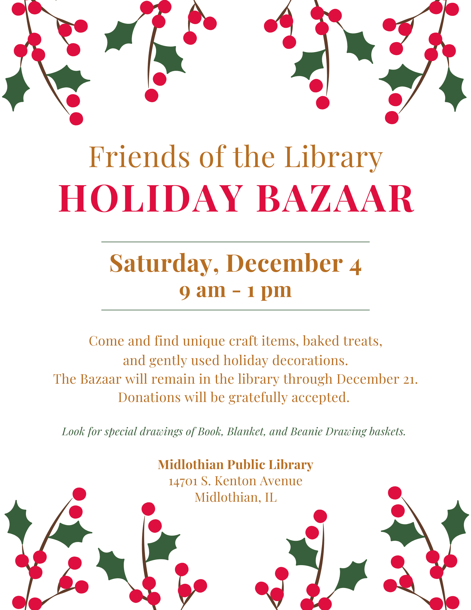 Friends Holiday Bazaar Flyer